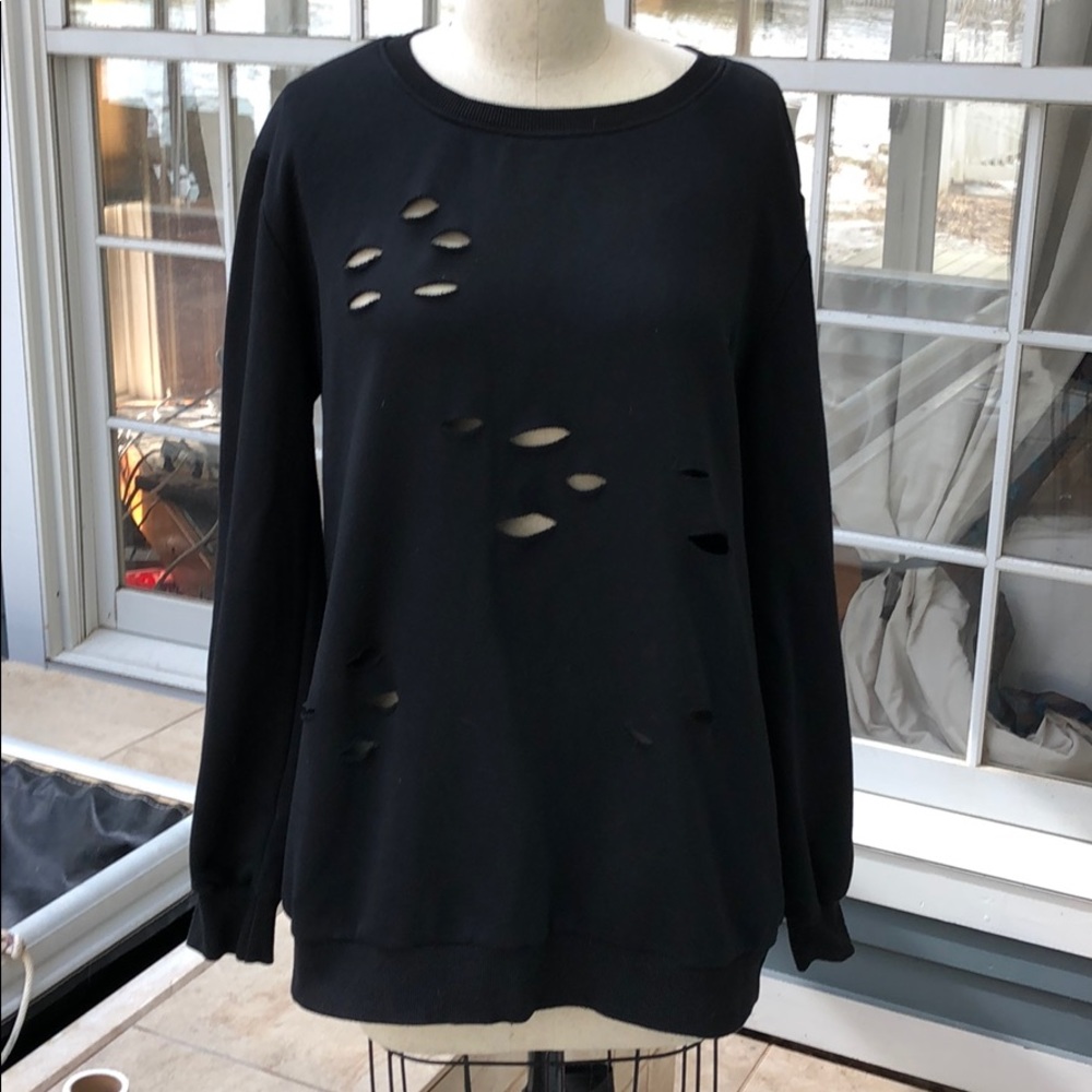 Black sliced sweatshirt. Worn once. Super cozy.